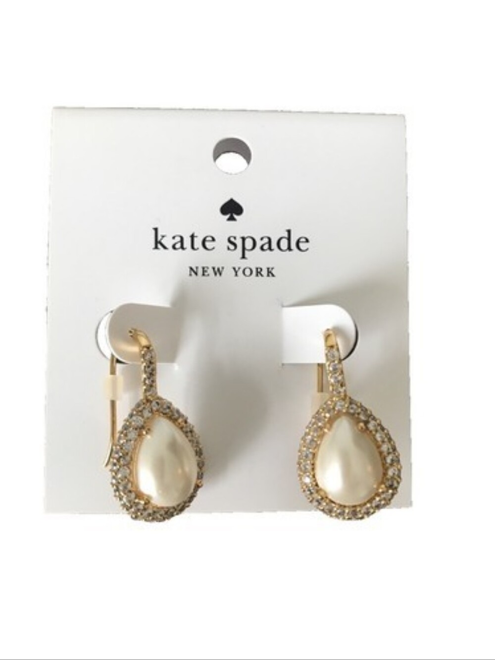 Kate Spade Cream & Gold Pearl Drop Earrings NWT